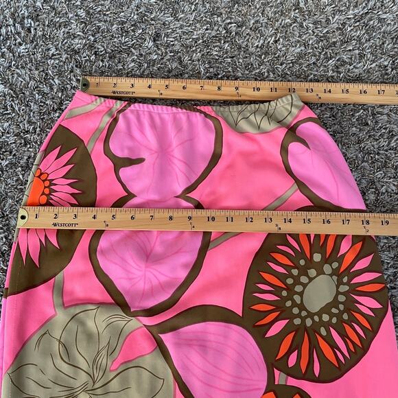 Vintage 70s Maxi Skirt Medium Large Hot Pink Floral Boho Neon Retro Hippie MCM - Picture 15 of 16